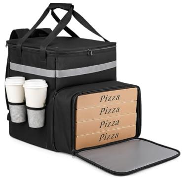 Imagem de CIVJET mochila isolada para entrega de pizza com porta-4 copos, bolsas térmicas impermeáveis, bolsa isolada para entrega de comida para comida quente/fria para bicicleta, mochila isolada r