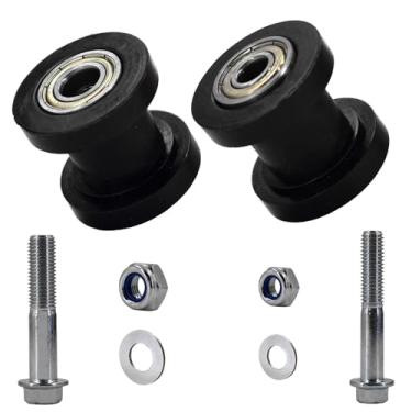 Imagem de Polia de rolo de corrente com porcas de parafuso, 8 mm e 10 mm de substituição para motocicleta Pit Dirt Mini Bike ATV (preto)