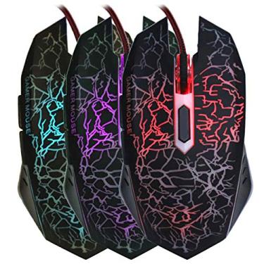 Imagem de RiToEasysports Camundongos Coloridos do Jogo de Jogos Com Fio LED, Jogadores USB Ergonômicos para Computadores de Mesa, 6 Botões, 800-2000 Dpi, Abdom (A70)