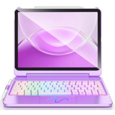 Imagem de FUWANG Capa para teclado iPad Air 5ª geração de 10,9 polegadas 2022, teclado inteligente de toque rotativo de 180° para iPad Air 4ª geração de 10,9 polegadas, hibernar/despertar automático-7