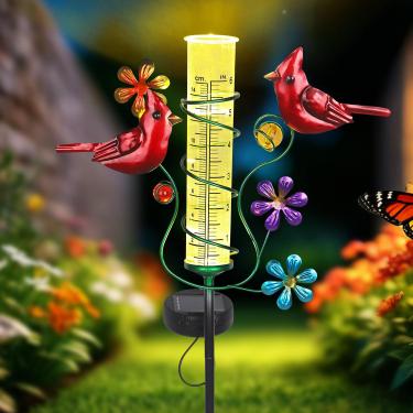 Imagem de YHSOLAR Medidores de chuva ao ar livre com melhor classificação, medidor de chuva cardinal à prova de congelamento para cerca de quintal, ferramenta de medição de chuva grande de altura ajustável para