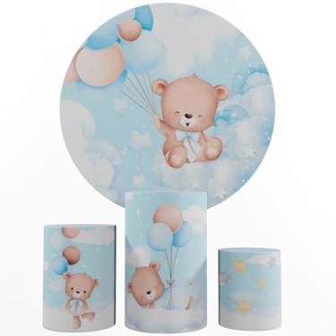 Imagem de Kit Decoração Festa, Painel Ursinhos + Trio Capas De Cilindros (Céu Azul 02)