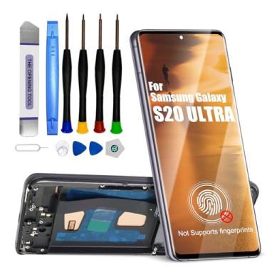 Imagem de Tela de substituição para Samsung Galaxy S20 Ultra S20 Ultra 5G LCD para Samsung S20 Ultra G988B G988U Digitalizador LCD Touch Assembly Preto com moldura (sem impressão digital)