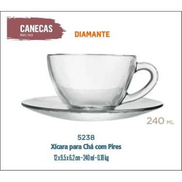 Imagem de 06 Xícaras Com Pires Astral 240Ml-Café C/Leite Chocolate Chá