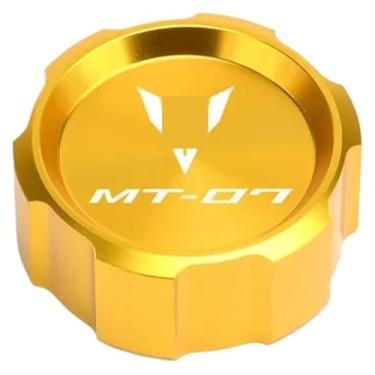 Imagem de Tampa do reservatório de fluido de freio dianteiro traseiro tampa de enchimento de óleo tampa de válvula de pneu compatível com MT07 MT-07 MT 07 FZ07 2015-2020 2021 2022 2023 (dourado traseiro)