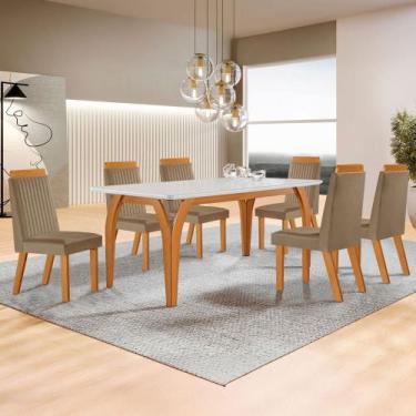 Imagem de Mesa de Jantar 4 Lugares Agata com Vidro Castanho/Cinamomo/Suede Capuc