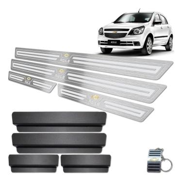 Imagem de Soleira Em Inox Chevrolet Agile Prata Baixo Relevo