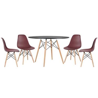 Imagem de Kit - Mesa Eames 120 cm preto + 4 cadeiras Eames Dsw Marrom