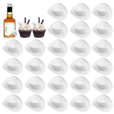 Imagem de 30PCS plástico mini cowboy ocidental cowgirl chapéu bonito chapéu miniatura para acessórios de festa boneca de brinquedo vestir-se jogar jogos da casa