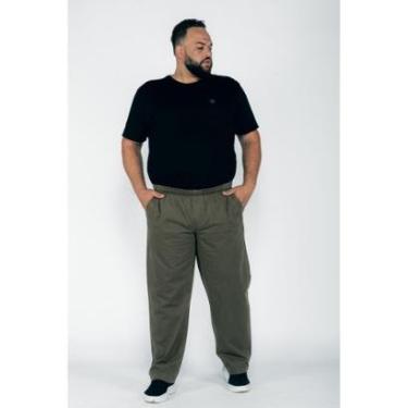 Imagem de Calça Masculina Plus Size Sarja Verde-Masculino