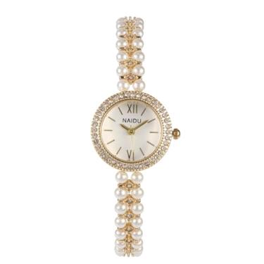 Imagem de Top Plaza Relógios femininos de luxo pérola relógio feminino elegante quartzo analógico pulseira relógio, Dourado, small