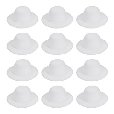Imagem de PATIKIL Mini chapéus formais de 5,8 cm, 12 peças de chapéus de boneca em miniatura para artesanato, acessórios de cabelo, decoração de boneca, boneco de neve, branco