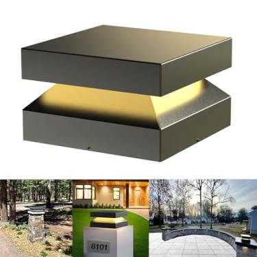 Imagem de Postes de iluminação externa de aço inoxidável, luzes de coluna externa de 30 x 30 cm, poste de lâmpada externa, 12 V e 110 – 240 V com fio rígido para deck/pedra/cerca/colunas de madeira, poste de