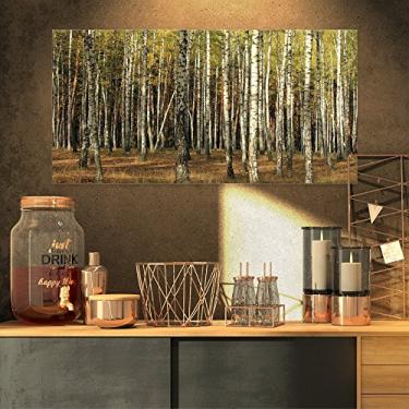 Imagem de Designart PT14002-32-16 Verde outono grosso árvores arte em tela grande floresta, 32x16