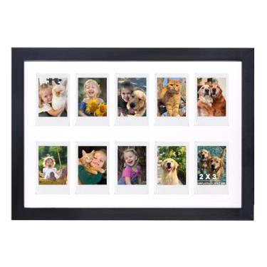 Imagem de CAIYOULE Moldura de madeira de 28 x 38 cm para câmera Fujifilm Instax Mini 41/12/Evo/SE/11/99/40, moldura de colagem para Polaroid Display Pictures 2x3 com adesivos para parede e mesa, clássico, 1
