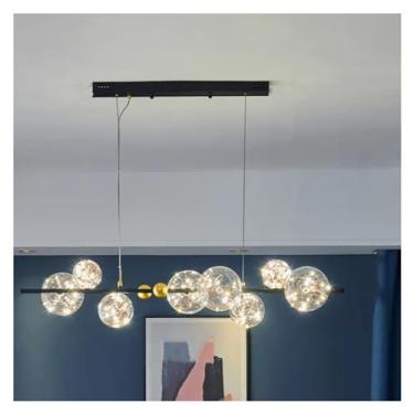 Imagem de Lustre de bola de vidro LED Anel dourado Sala de estar Jantar Pingente Decoração para casa Iluminação interna Lustre Luminária