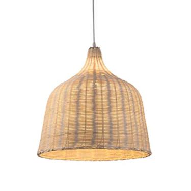 Imagem de Lustre E27 moderno e simples, de vime natural, tecido à mão, iluminação interna, luminária suspensa ajustável, semi-embutida, lanterna de fazenda, ilha de cozinha
