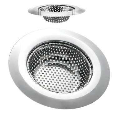 Imagem de Ralo de Pia em Aço Inox, 9cm de Diâmetro, 2,5cm de Altura, Resistente à Corrosão, Design Perfurado para Cozinha