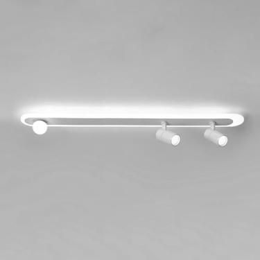 Imagem de Luminária de teto LED branca semi-embutida, lustre linear moderno com holofote, luminária moderna próxima ao teto para corredor e sala de estar