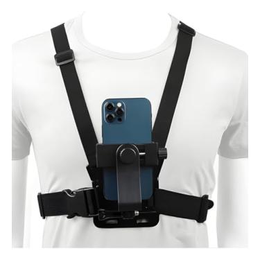 Imagem de Suporte de Peito POV Universal para Celular e Câmera de Ação Ajustável 360° Colete Para Vídeo E Filmagem Esporte Moto E Bike Compatível iPhone Android Profissional Confortável