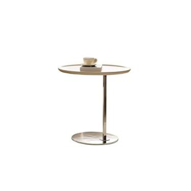 Imagem de Mesa auxiliar mesa de centro redonda, varanda, sala de estar de aço inoxidável, mesa de centro simples para casa, mesa lateral simples e moderna mesa auxiliar para sofá (mesa lateral 50 cm)
