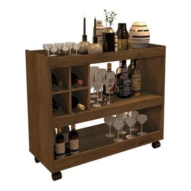 Imagem de Aparador Bar Buffet Para Sala Com Adega E Rodízios(Canela)