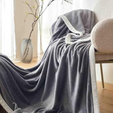 Imagem de Cobertor de lã com peso para cama adulto longo casal solteiro para sofá verão primavera outono inverno para viagens uso no escritório e como xaile (cinza A, 100 x 150 cm)