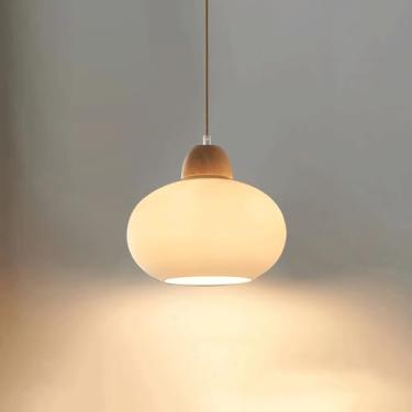 Imagem de YQSLQZZ Luminária pendente de ilha de cozinha japonesa, lustre de vidro moderno de ilha de cozinha para sala de jantar, luminária de teto decorativa para teto, luz E27*1, altura ajustável
