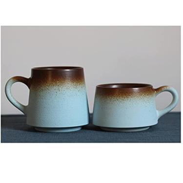 Imagem de Cuiynice caneca (empréstimo) xícara de chá de cerâmica retrô personalidade fosco casal xícara de café escritório caneca criativa simples com tampa colher copo de alta temperatura canecas (B) (D Q)