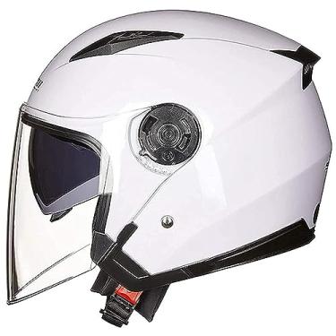 Imagem de Capacete De Motocicleta 3/4 Capacete De Motocicleta Retrô Capacete De Motocicleta Capacete De Motocicleta Aprovado Pelo Dot/Ece Com Viseira Dupla Capacete A Jato Para Scooter C, E, XXL/60-61CM