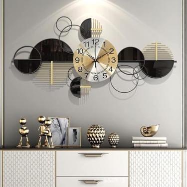 Imagem de Relógio de parede de arte moderna grande relógio de parede decorativo de metal, relógios grandes silenciosos de meados do século, decorações de casa modernas para sala de estar, quarto, sala de jantar