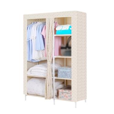 Imagem de Armários portáteis de poliéster com cortina forte armário portátil economiza espaço guarda-roupa guarda-roupa leve