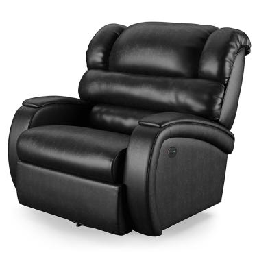 Imagem de Poltrona do Papai Reclinável Napoli Glider Giratória USB PU Preto Brilho FH1 - D'Rossi