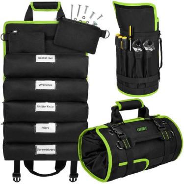 Imagem de Bolsa de ferramentas LeforZ Large Roll Up Organizer 13 bolsos preta/ve