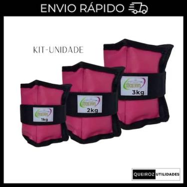 Imagem de KIT Caneleira de Peso Rosa unidade de 1Kg + 2Kg + 3Kg Treino/Exercício