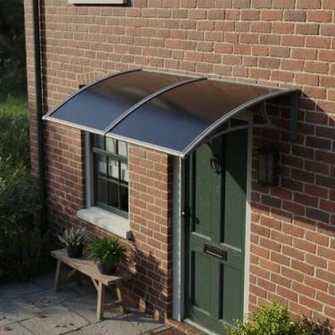 Imagem de Toldo de Policarbonato Plug Lar 1m x 70cm Cinza e Fumê  Proteção Moder