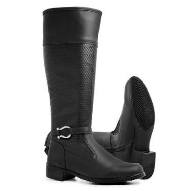 Imagem de Bota Montaria Feminina Em Sintético Cano Alto Texturizada Tendencia Lançamento-Unissex
