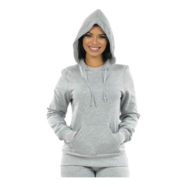 Imagem de Moletom Agasalho Feminino Blusão Roupa de Frio Bolso e Capuz-Feminino