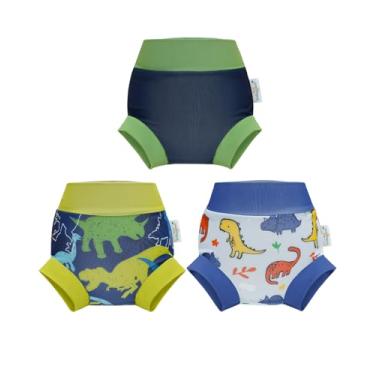 Imagem de Babygoal Fraldas de natação reutilizáveis para bebês, pacote com 3, ajustáveis, laváveis, impermeáveis para recém-nascidos a meninos e meninas de 3 anos, 3YKS02-18-24M-B