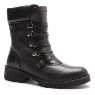 Imagem de Coturno Feminino Couro Tratorado Cano Médio Fivela-Feminino