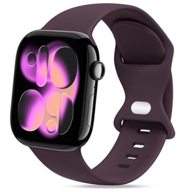 Imagem de STG Sport Pulseira de relógio compatível com Apple Watch de 38 mm, 40 mm, 41 mm, 42 mm, 44 mm, 45 mm, 49 mm, P/M e M/G para mulheres/homens, à prova d'água, silicone macio, acessórios para iWatch Ultra SE Series 8/7/6/5/4/3/2/1 (42 mm/44 mm/45 mm/49 mm S/M, cereja escura)