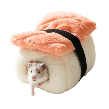 Imagem de Cute Sushi – Estilo Hamster Ninho de Algodão, Laranja, Rosa e Amarelo, Cabana de Esconderijo Quente, Casa de Cama de Animal Pequeno para Hamster Anão, Rato (Rosa Pêssego)