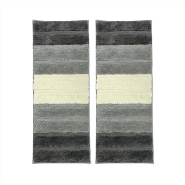 Imagem de Jogo Passadeiras Cozinha Microfibra Antiderrapante 2 Peças Cinza