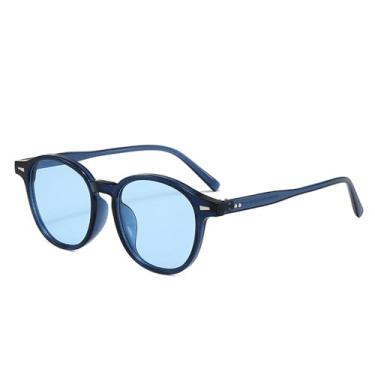 Imagem de Óculos de sol punk com rebites redondos, feminino, leopardo, UV400, transparente, lente oceano, masculino, para esportes ao ar livre, corrida e equitação, azul