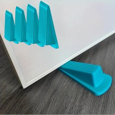 Imagem de 4 pacotes de batentes de porta de borracha, batentes de porta para parte inferior da porta para carpete porta resistente, para parte inferior da porta em azulejo, concreto, carpete (azul)