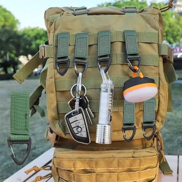 Imagem de Corrente tática para chaveiro, mosquetão com clipe de pressão, chaveiro multifuncional, 4 peças, gancho de engrenagem para caminhadas, acampamento, esportes ao ar livre, acessórios de mochila verde