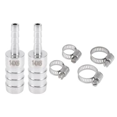 Imagem de Generic 1 conjunto de acessórios de farpa de mangueira 35/64 "x15/162.6 cm redutor de emenda para ar, água, óleo, gás, combustível, aço inoxidável, tom prateado com braçadeiras