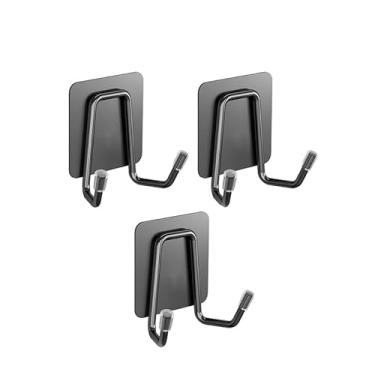 Imagem de Pacote com 3 cabides de parede, ganchos duplos para pendurar casacos, gancho de metal para pendurar chapéu, toalha, chave, roupão, casacos, cachecol, bolsa, boné, xícara de café, canecas