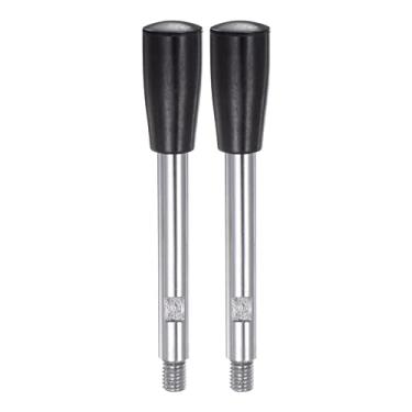 Imagem de 2 peças de alças de aperto rosca M8 116 mm (4,6") comprimento cromado manivela giratória punho haste parafuso de volante para máquina de torno