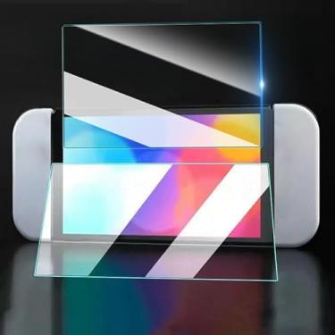 Imagem de 2 peças protetoras de tela para Nintendo Switch NS OLED 9H dureza anti-estilhaçamento vidro temperado HD transparente película protetora